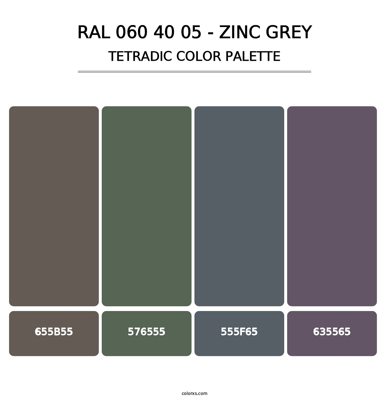 RAL 060 40 05 - Zinc Grey - Tetradic Color Palette