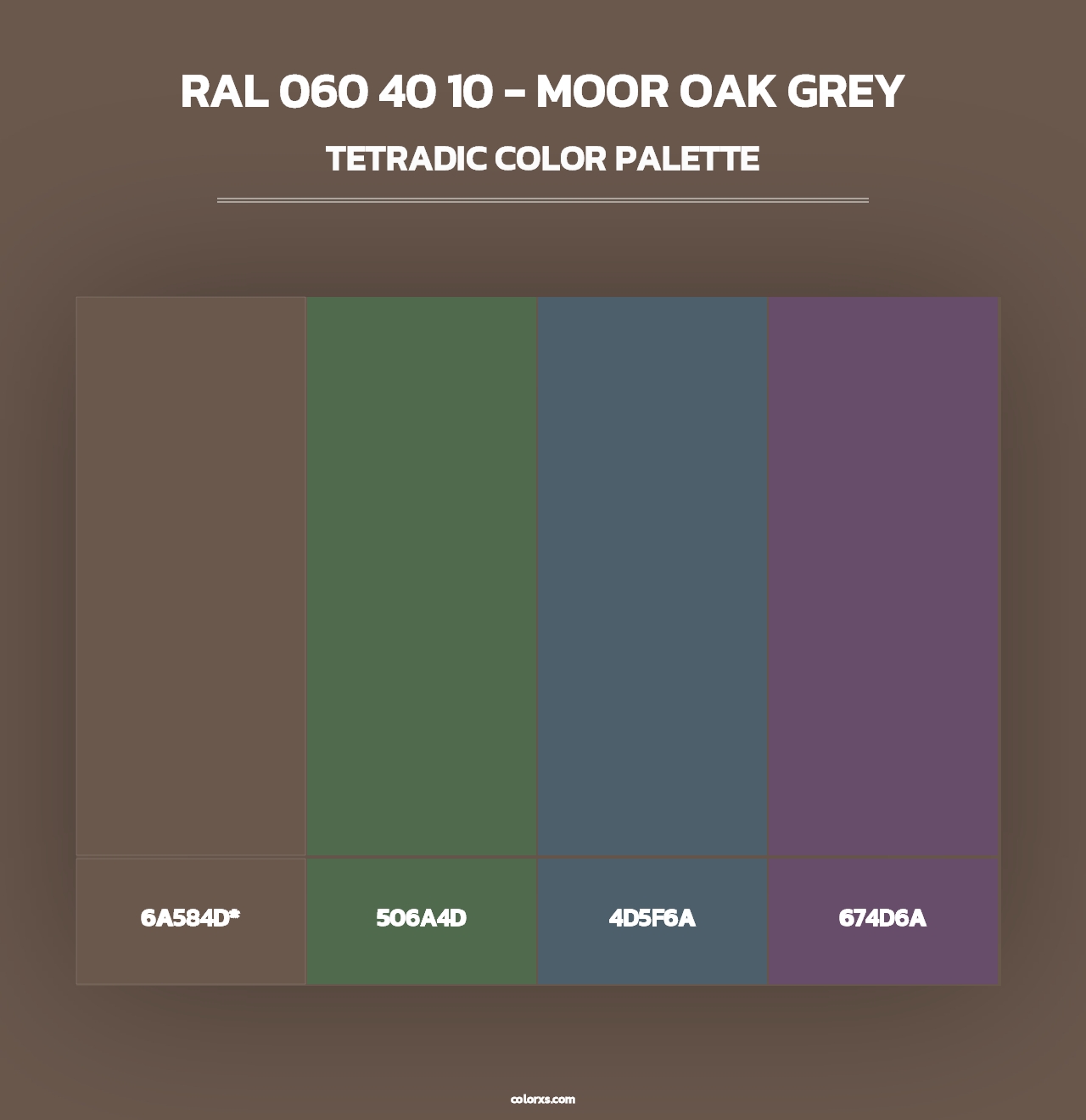 RAL 060 40 10 - Moor Oak Grey - Tetradic Color Palette