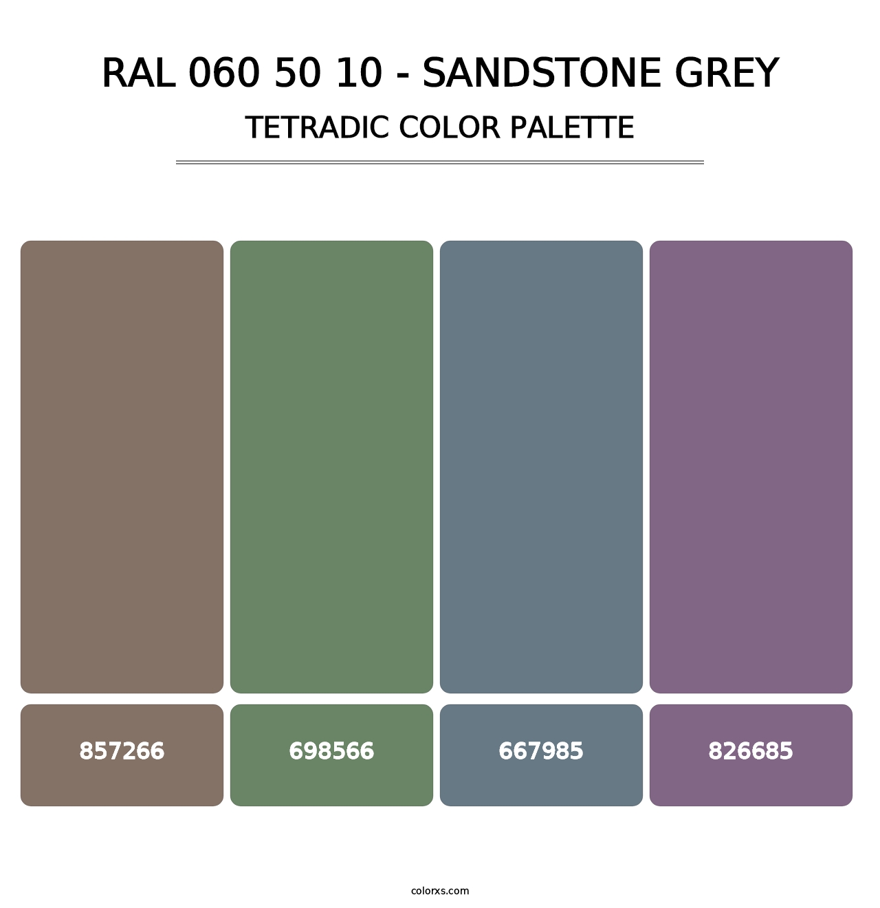 RAL 060 50 10 - Sandstone Grey - Tetradic Color Palette