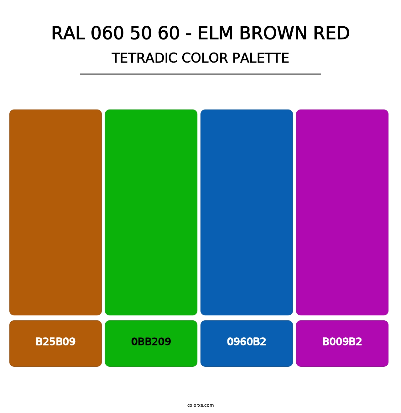RAL 060 50 60 - Elm Brown Red - Tetradic Color Palette