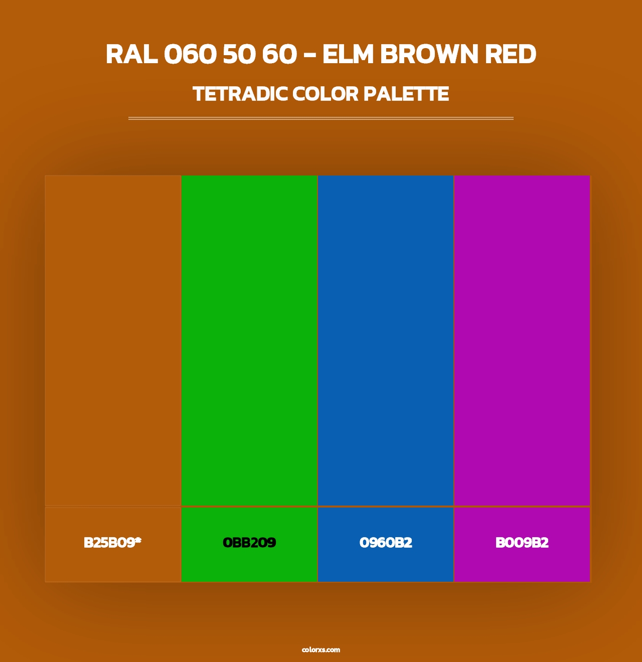 RAL 060 50 60 - Elm Brown Red - Tetradic Color Palette