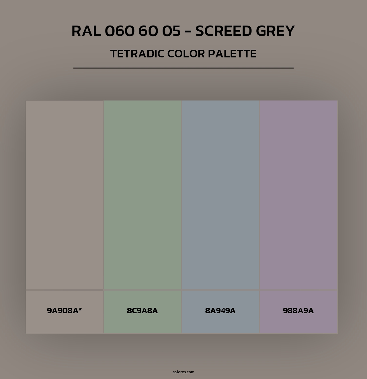 RAL 060 60 05 - Screed Grey - Tetradic Color Palette