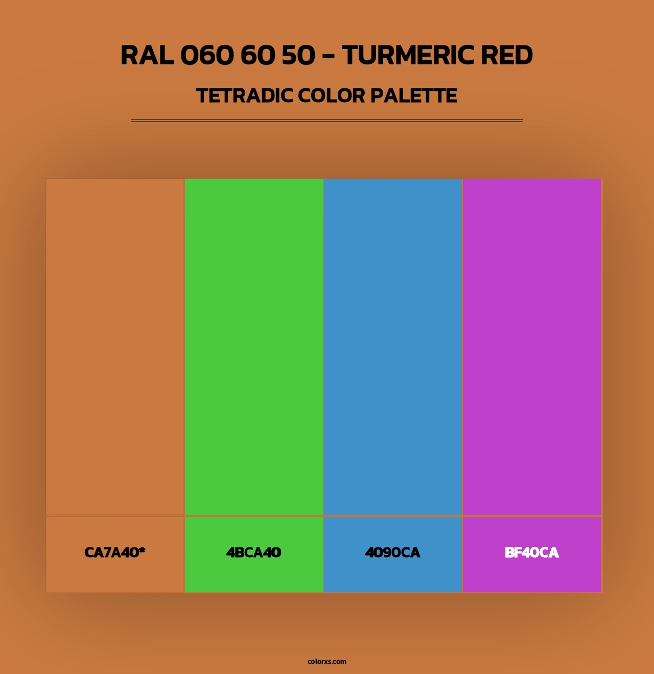 RAL 060 60 50 - Turmeric Red - Tetradic Color Palette