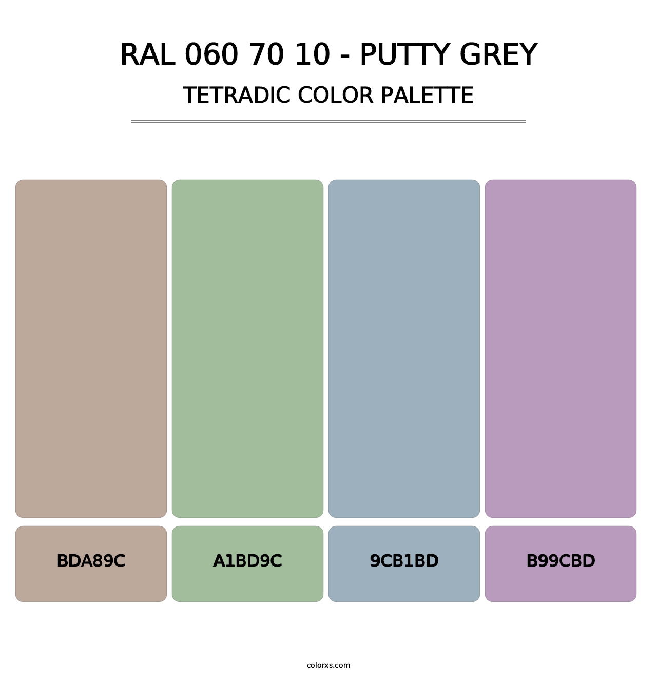 RAL 060 70 10 - Putty Grey - Tetradic Color Palette