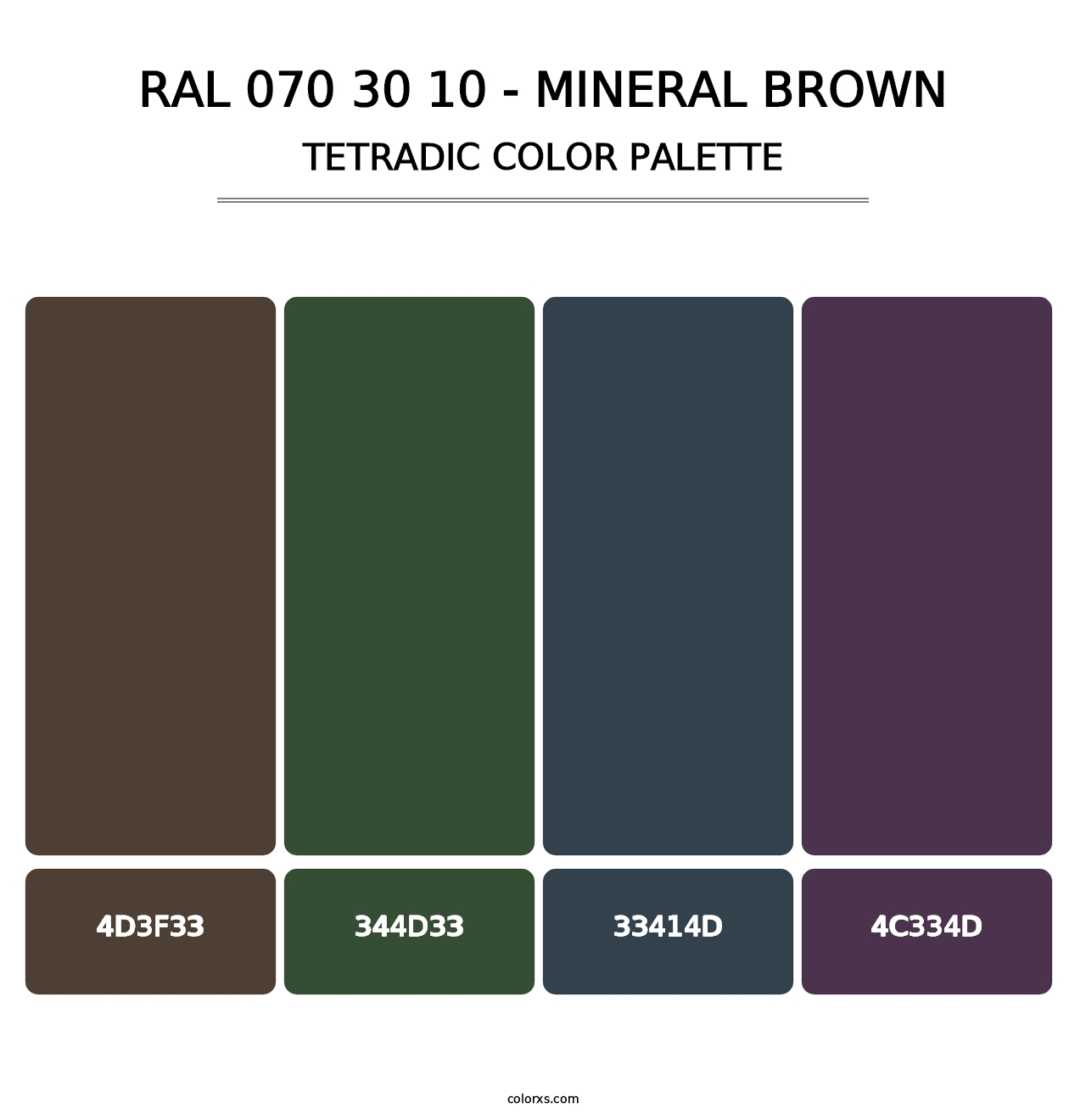 RAL 070 30 10 - Mineral Brown - Tetradic Color Palette