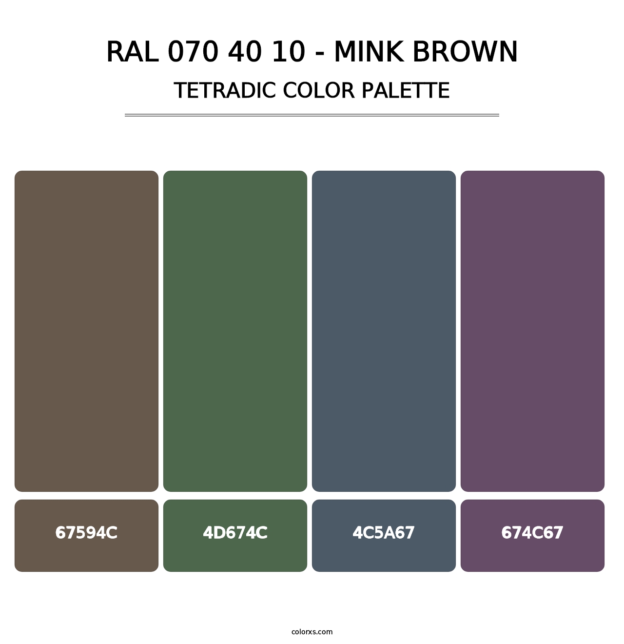 RAL 070 40 10 - Mink Brown - Tetradic Color Palette