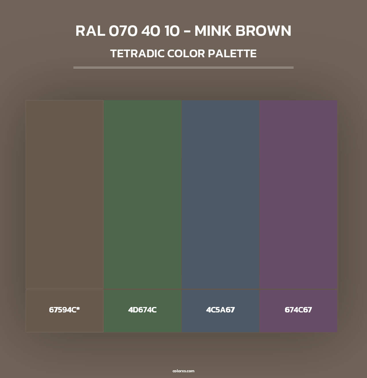 RAL 070 40 10 - Mink Brown - Tetradic Color Palette