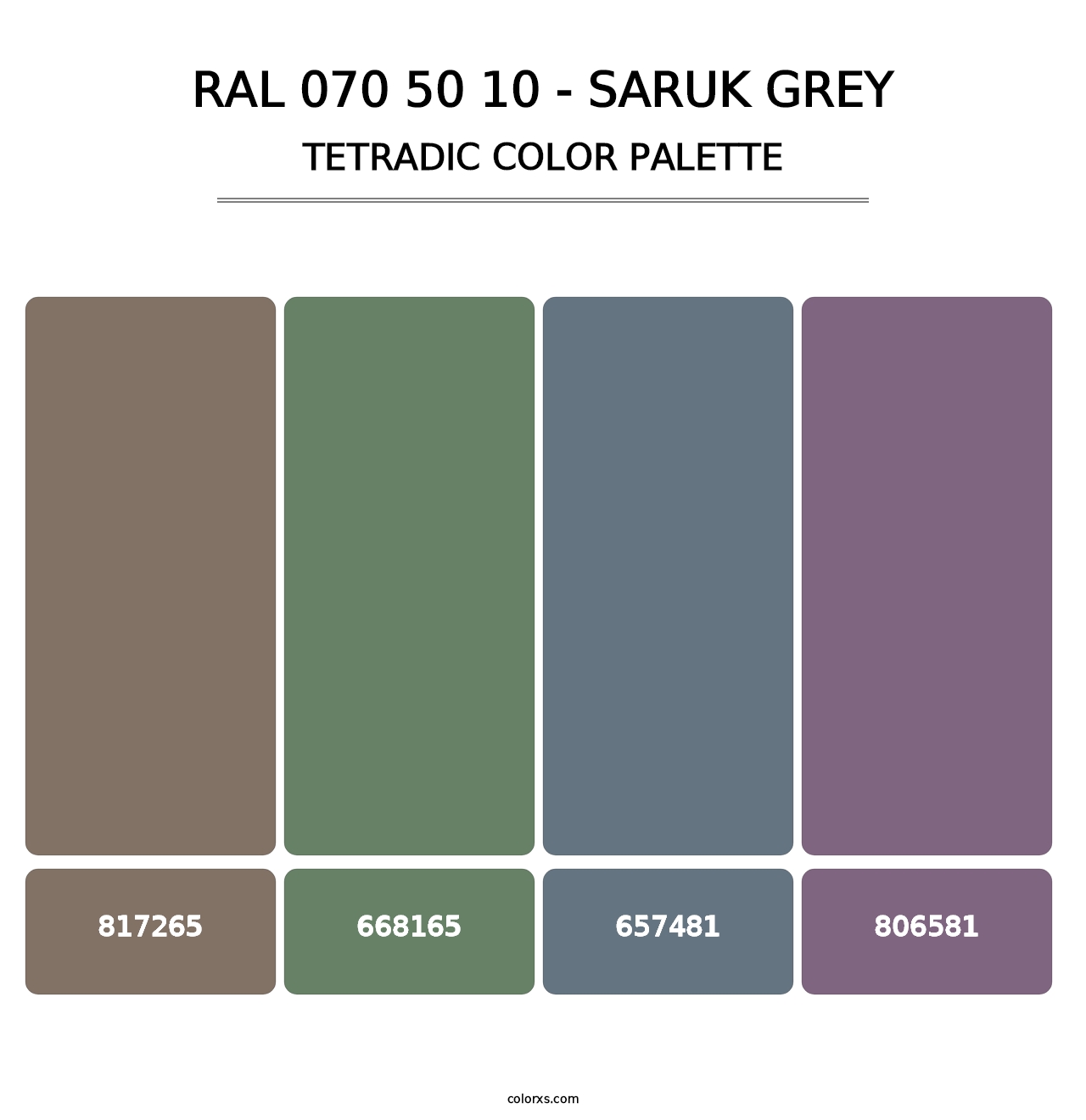 RAL 070 50 10 - Saruk Grey - Tetradic Color Palette