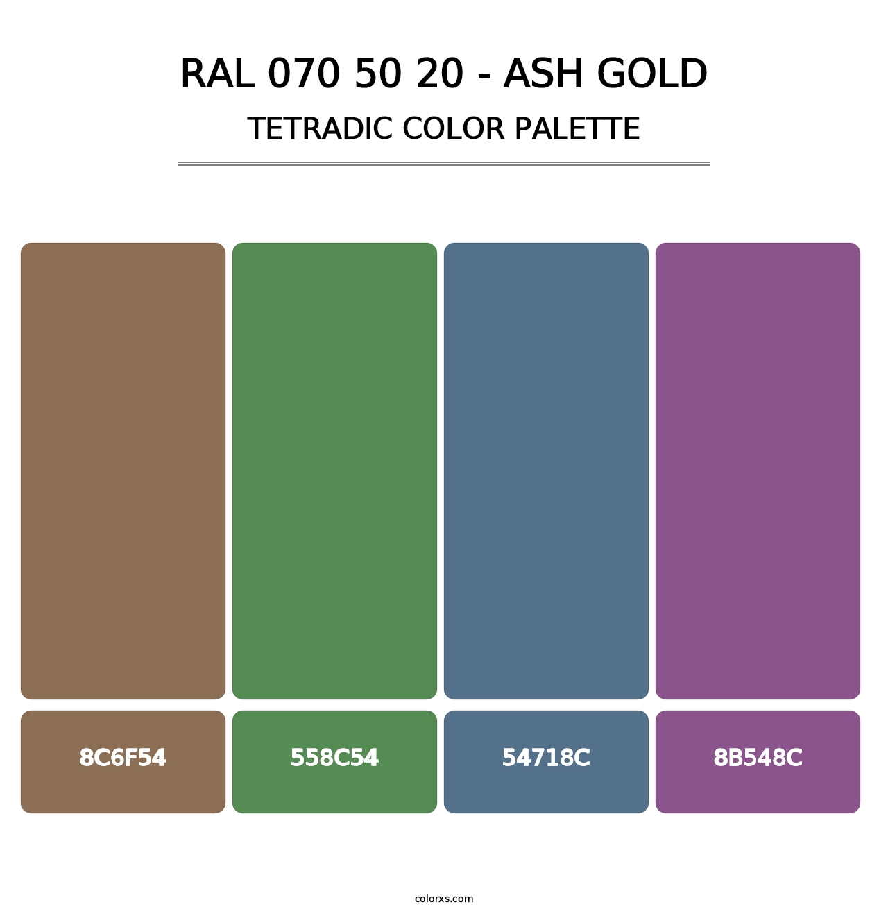 RAL 070 50 20 - Ash Gold - Tetradic Color Palette
