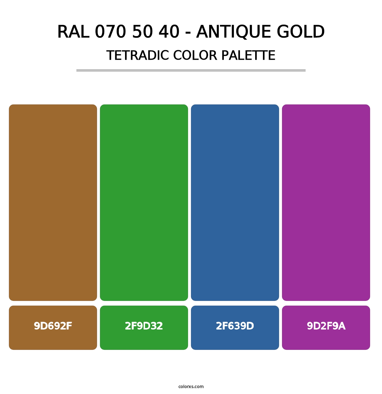 RAL 070 50 40 - Antique Gold - Tetradic Color Palette