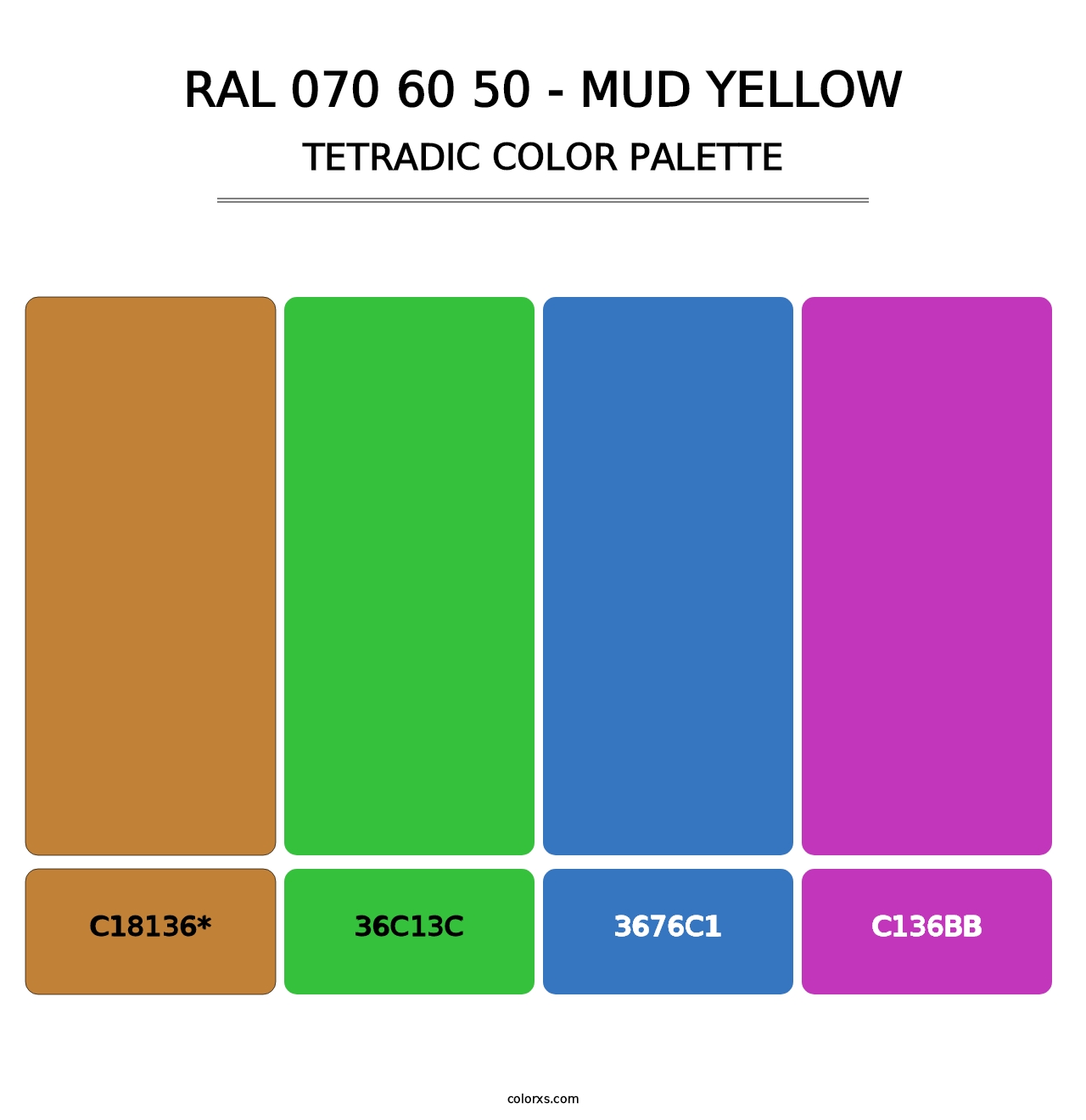 RAL 070 60 50 - Mud Yellow - Tetradic Color Palette