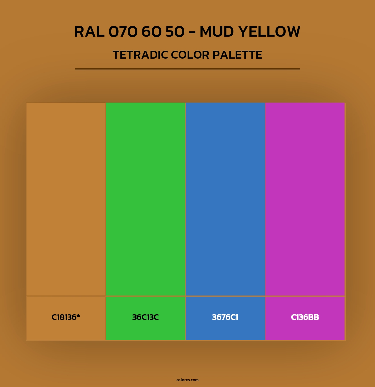 RAL 070 60 50 - Mud Yellow - Tetradic Color Palette