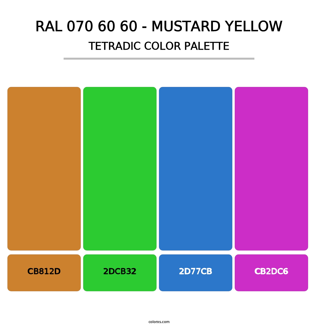 RAL 070 60 60 - Mustard Yellow - Tetradic Color Palette