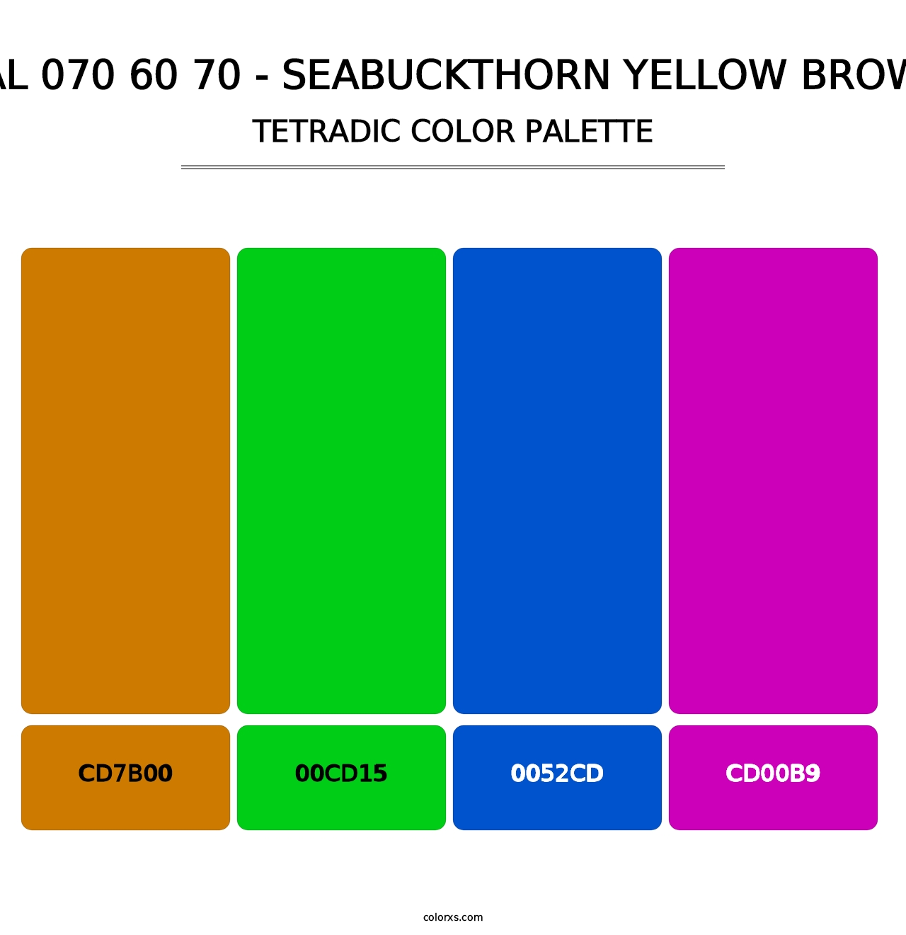 RAL 070 60 70 - Seabuckthorn Yellow Brown - Tetradic Color Palette