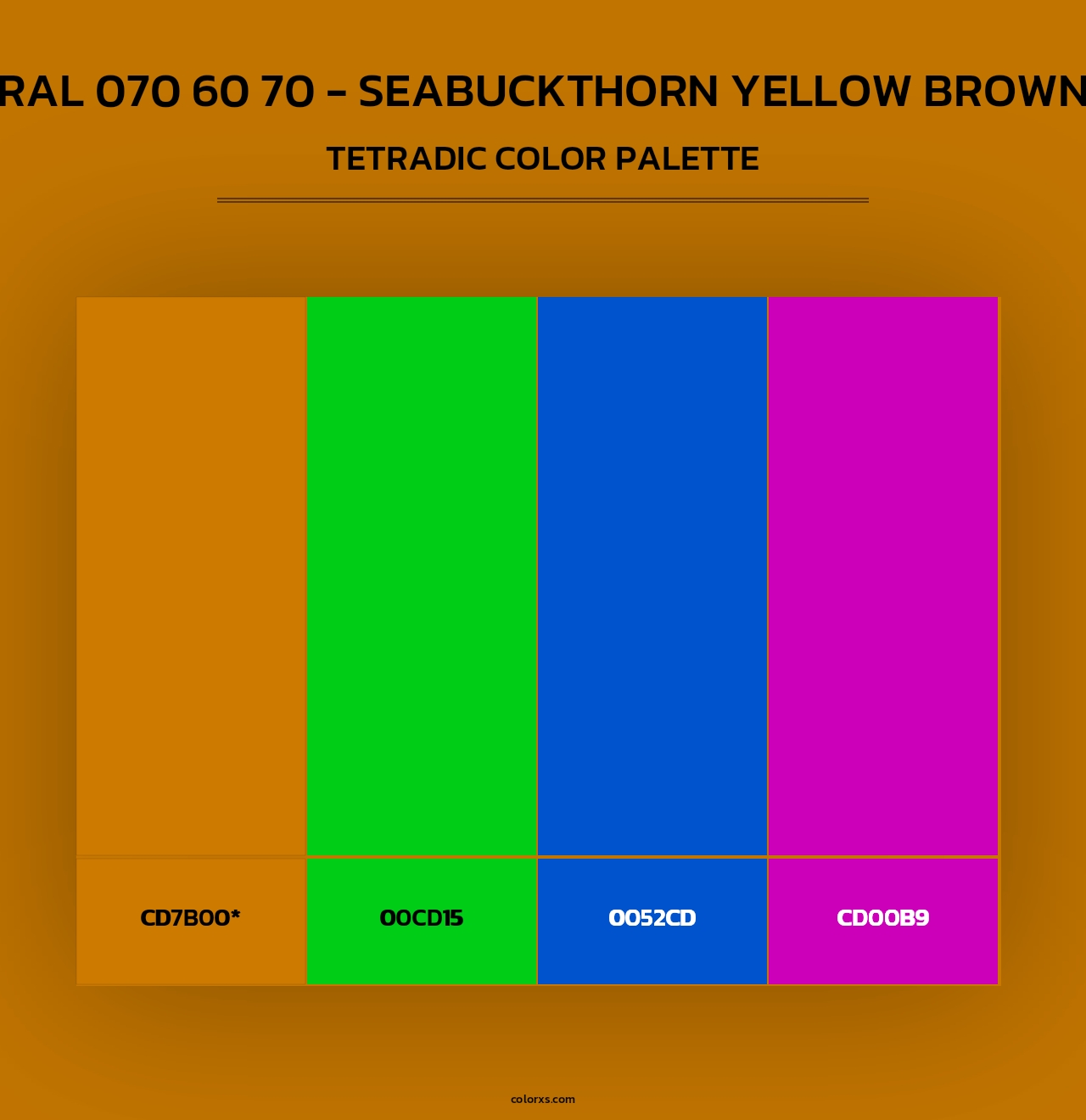 RAL 070 60 70 - Seabuckthorn Yellow Brown - Tetradic Color Palette