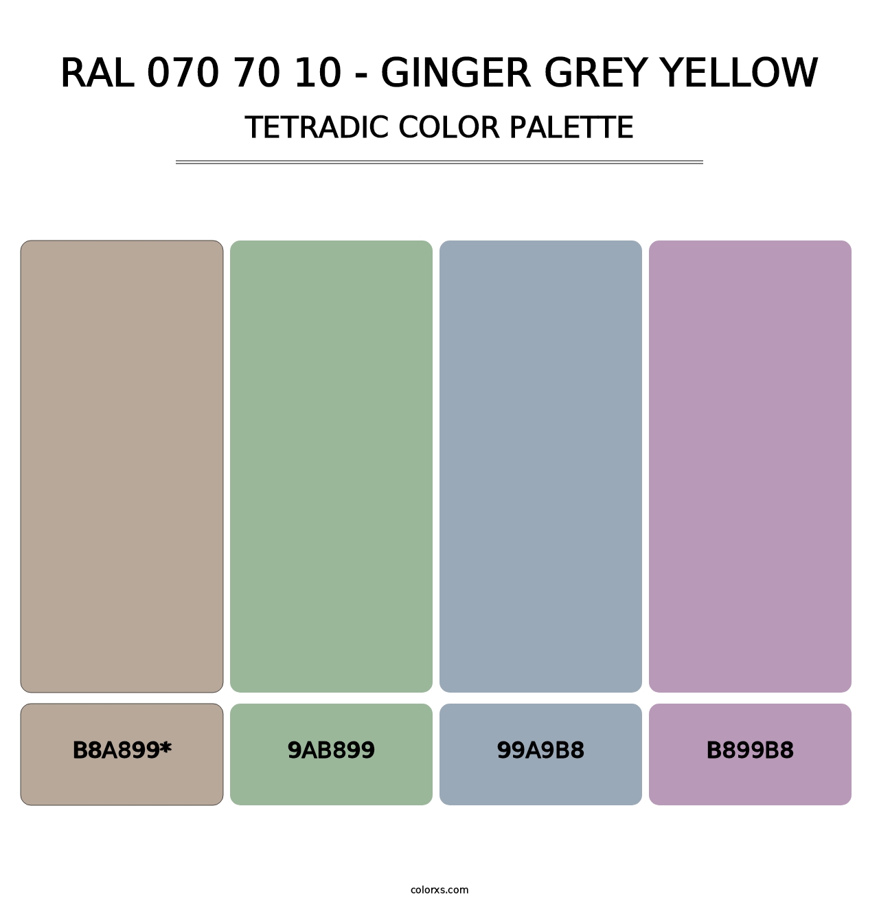 RAL 070 70 10 - Ginger Grey Yellow - Tetradic Color Palette