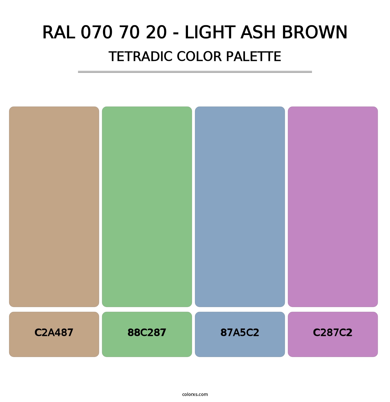 RAL 070 70 20 - Light Ash Brown - Tetradic Color Palette