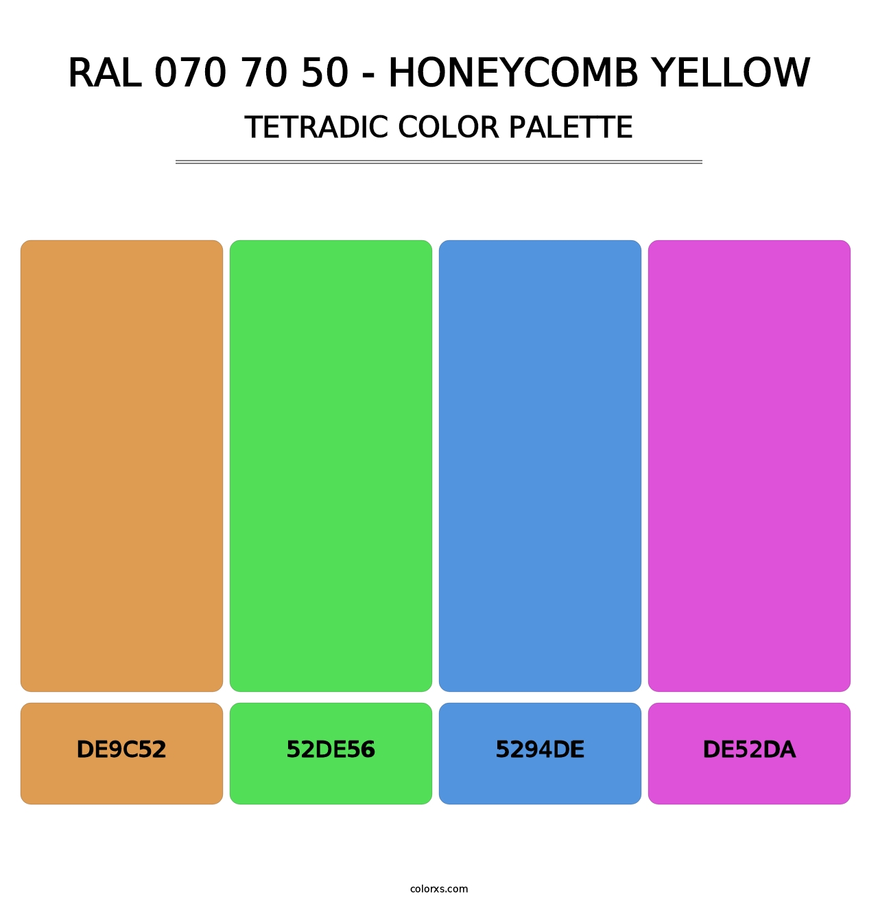 RAL 070 70 50 - Honeycomb Yellow - Tetradic Color Palette