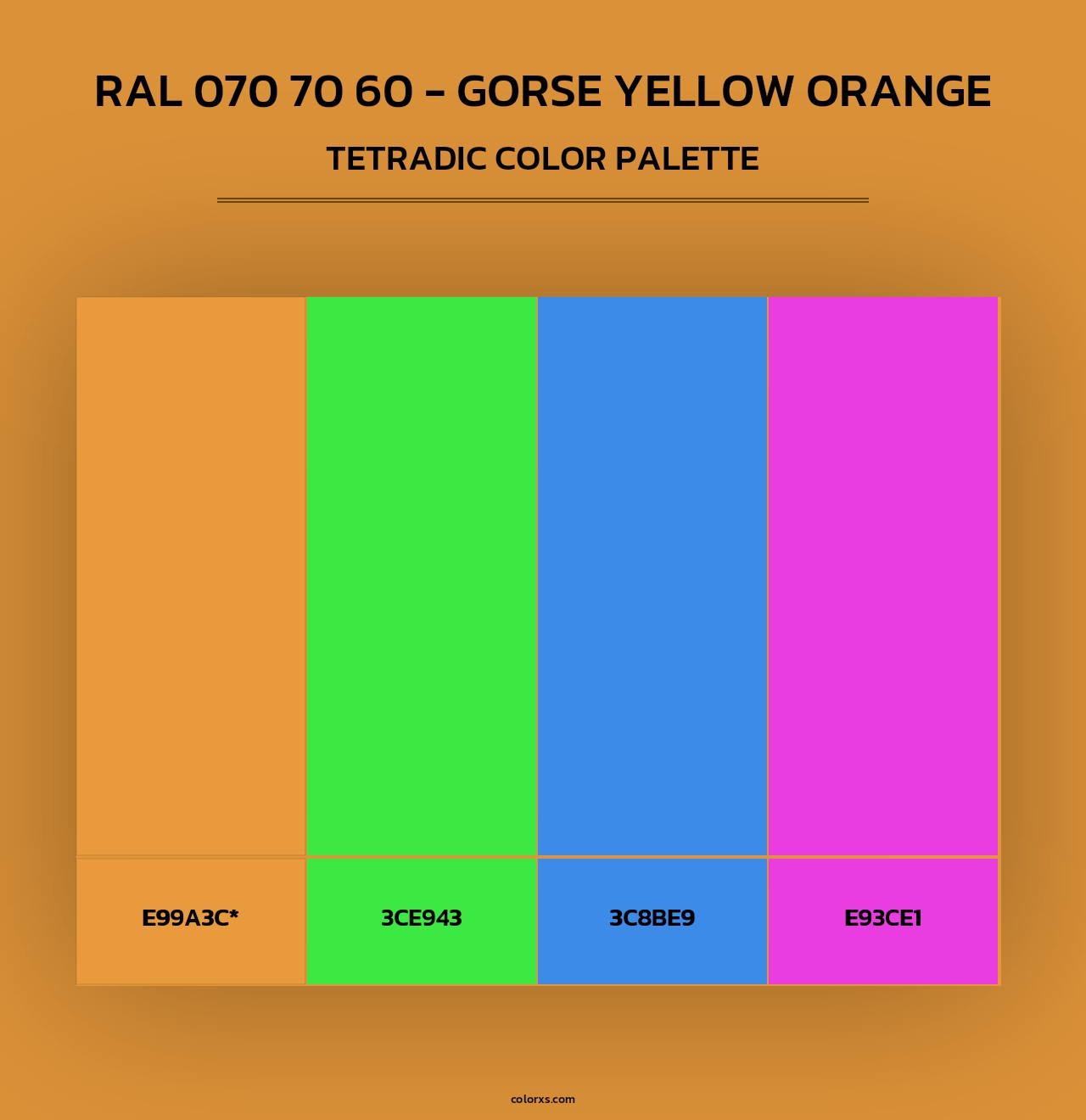 RAL 070 70 60 - Gorse Yellow Orange - Tetradic Color Palette