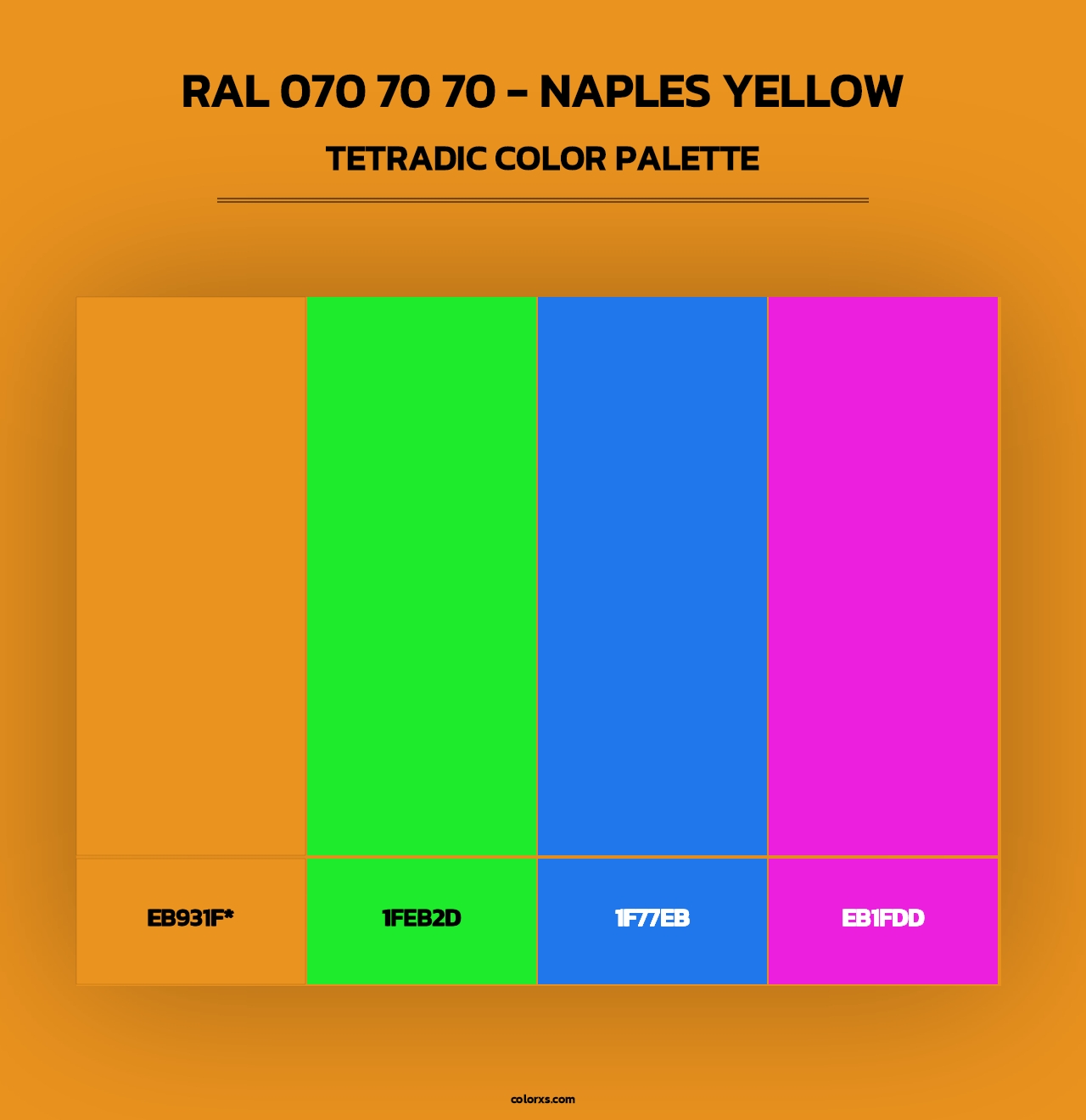 RAL 070 70 70 - Naples Yellow - Tetradic Color Palette