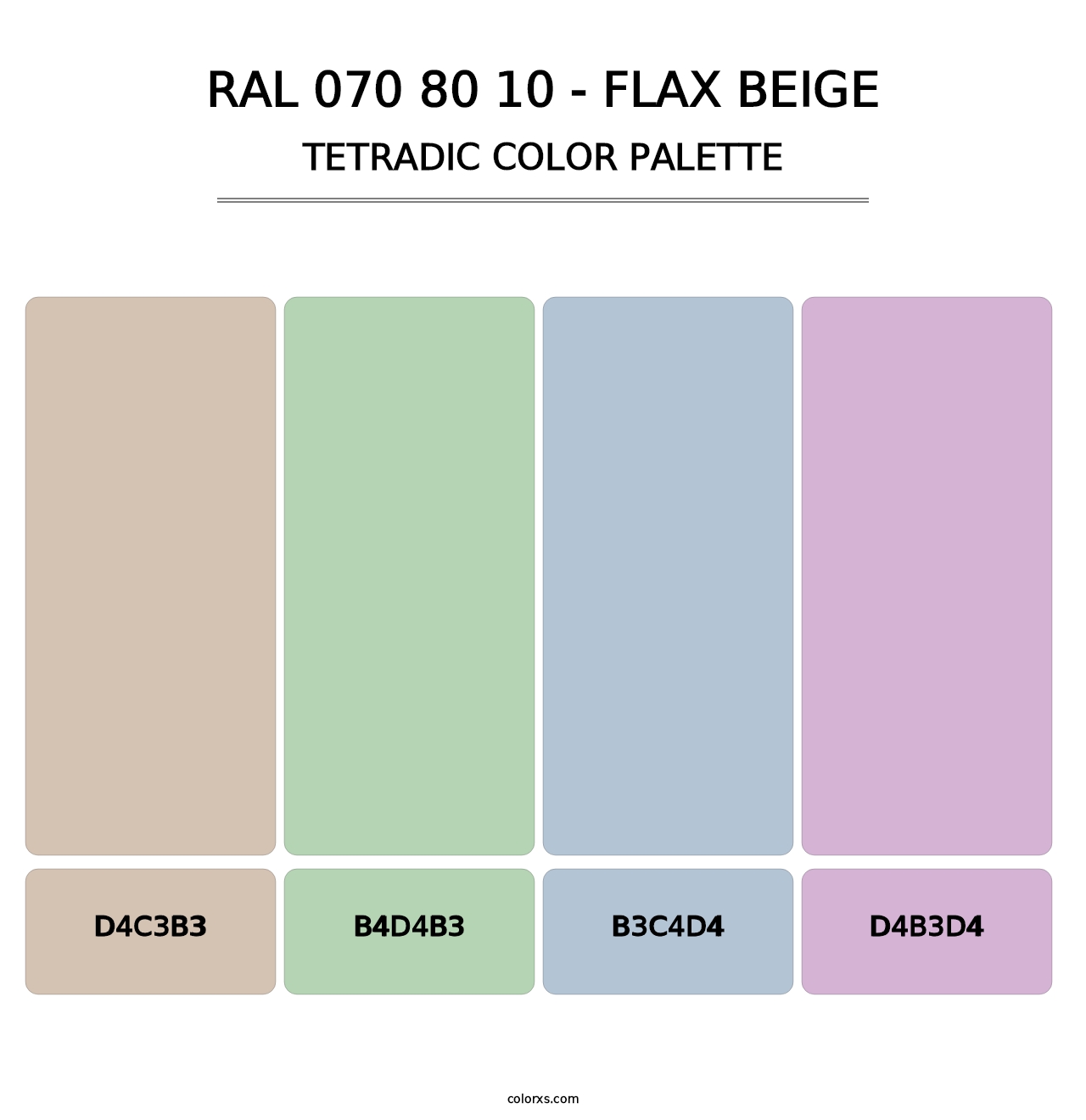 RAL 070 80 10 - Flax Beige - Tetradic Color Palette