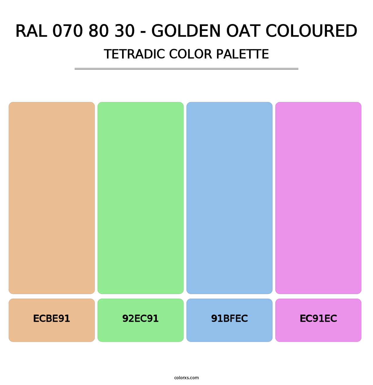 RAL 070 80 30 - Golden Oat Coloured - Tetradic Color Palette