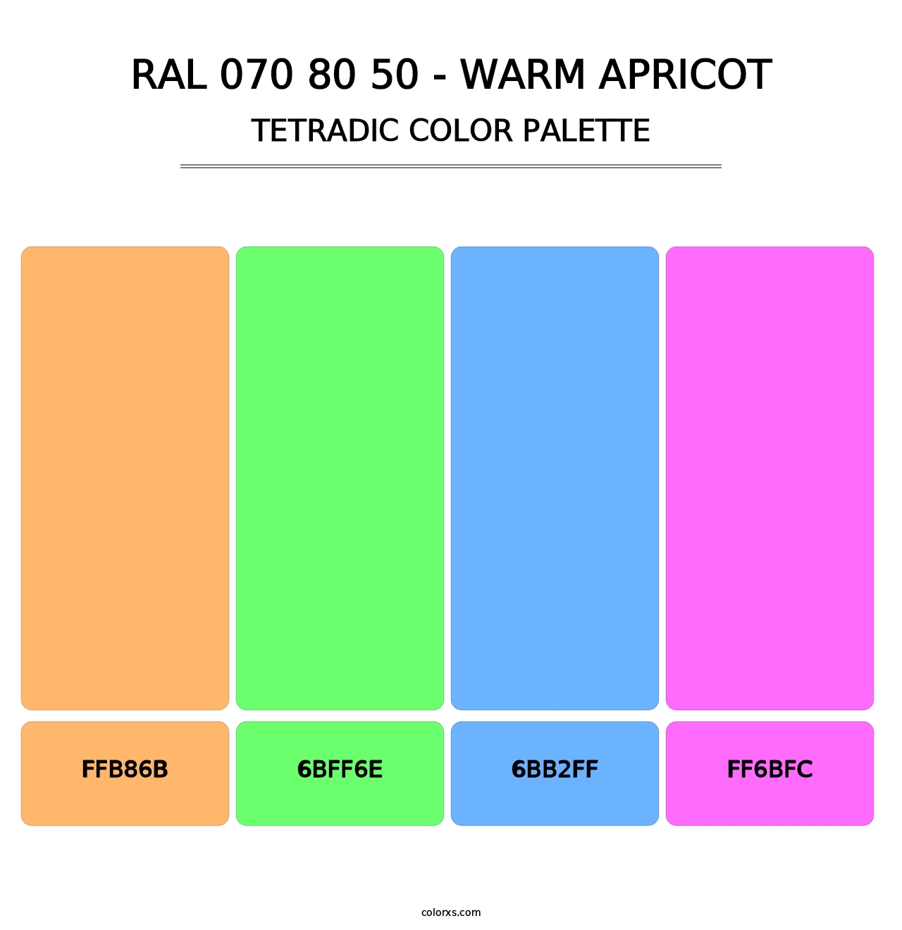RAL 070 80 50 - Warm Apricot - Tetradic Color Palette