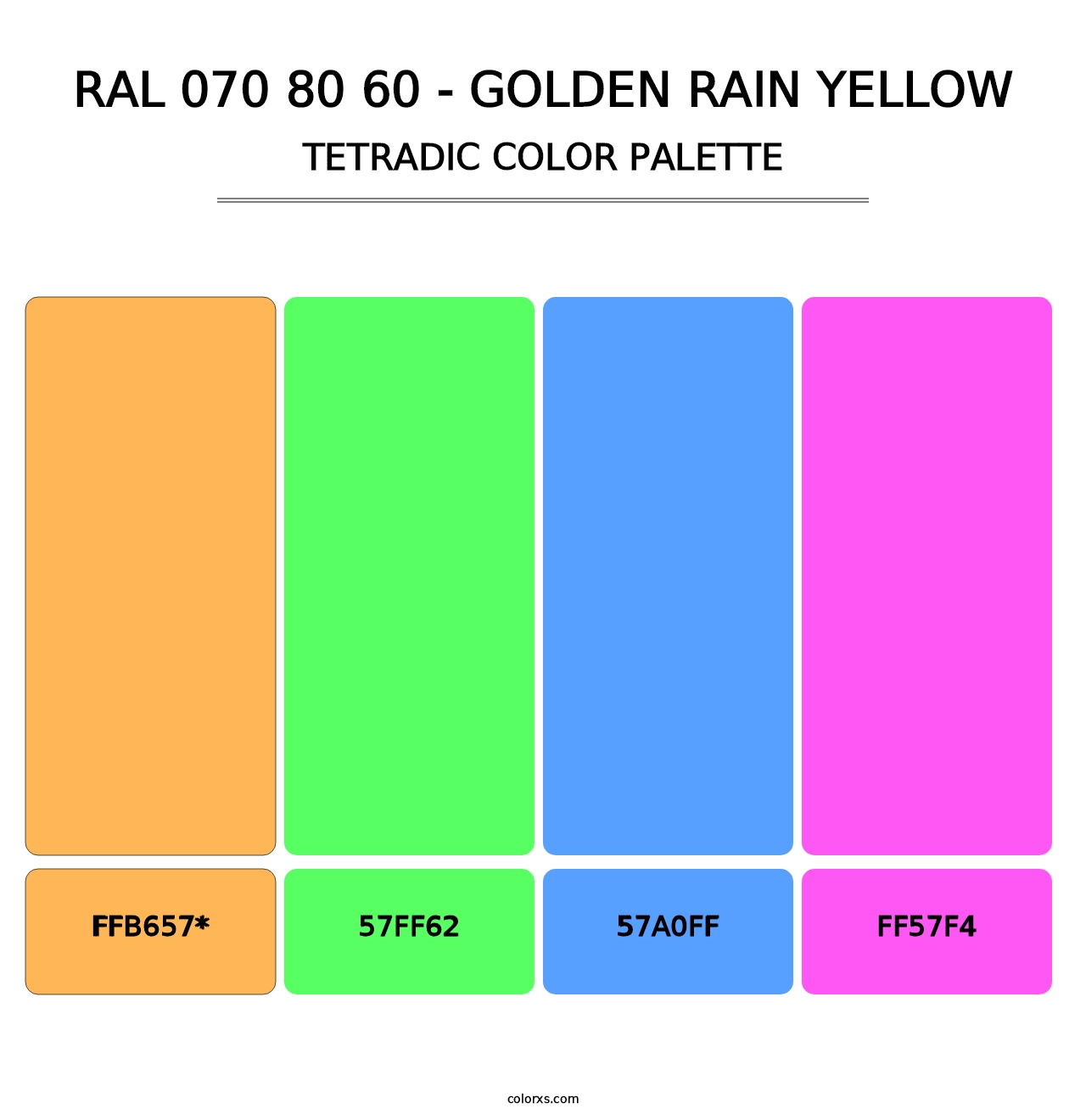 RAL 070 80 60 - Golden Rain Yellow - Tetradic Color Palette