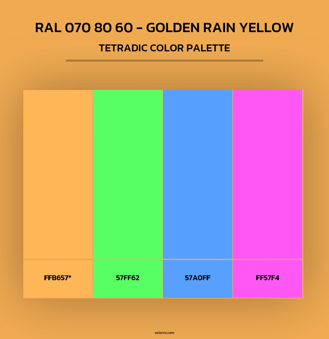 RAL 070 80 60 - Golden Rain Yellow - Tetradic Color Palette