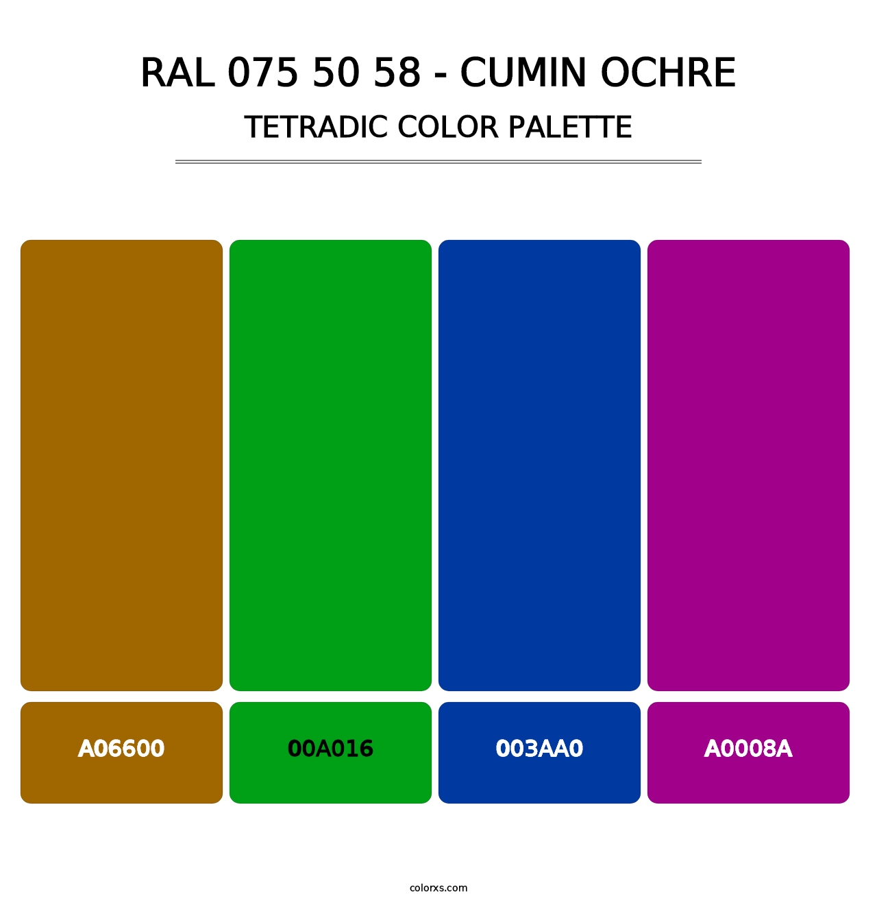 RAL 075 50 58 - Cumin Ochre - Tetradic Color Palette
