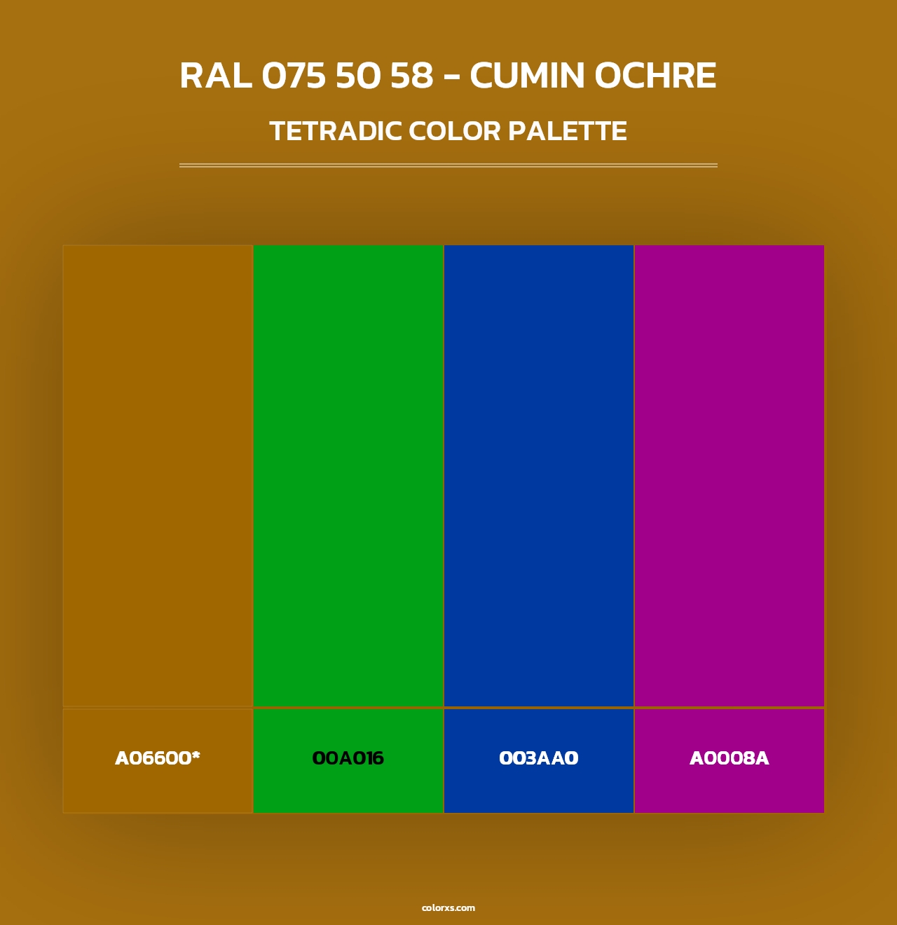 RAL 075 50 58 - Cumin Ochre - Tetradic Color Palette