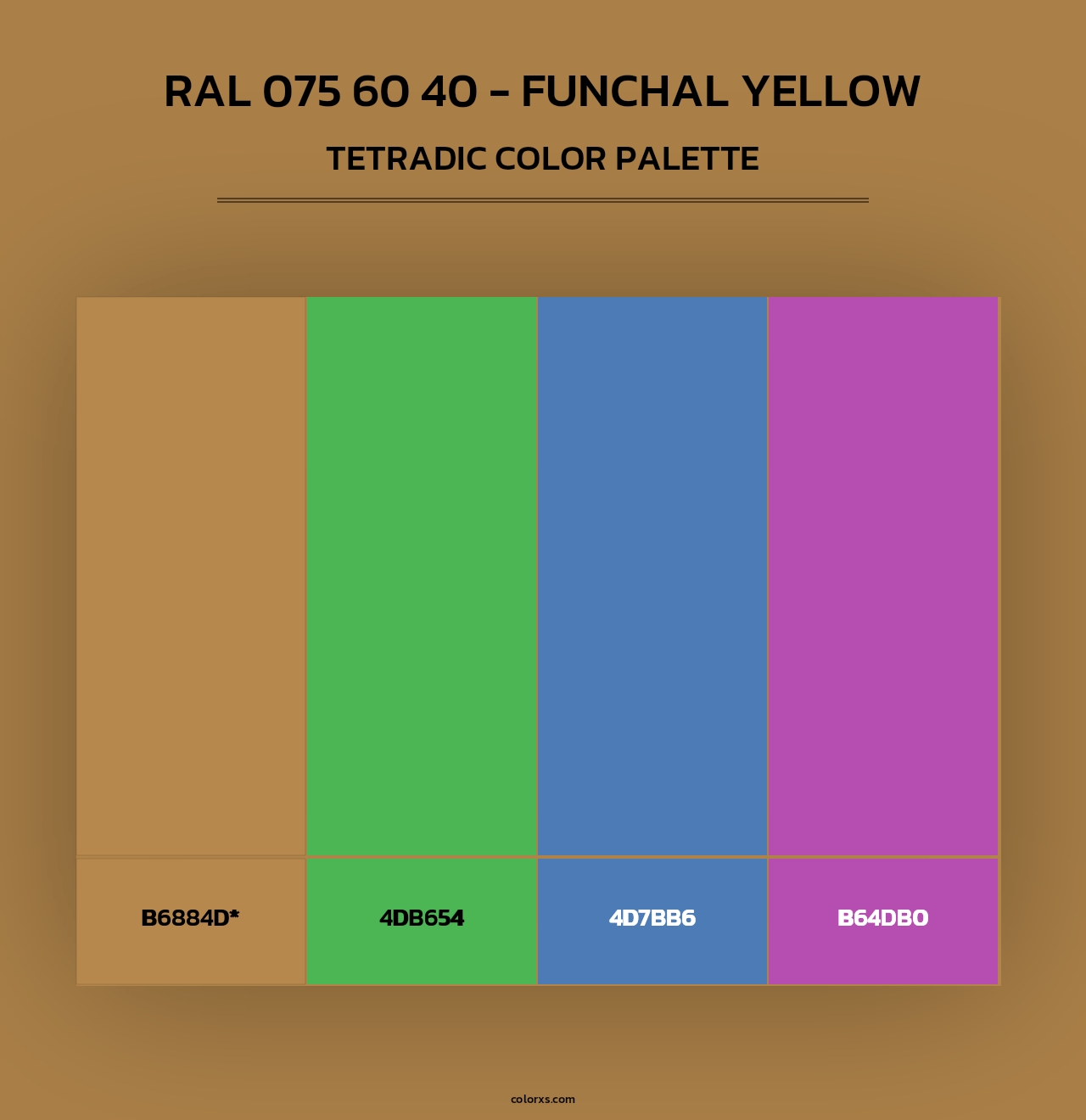 RAL 075 60 40 - Funchal Yellow - Tetradic Color Palette