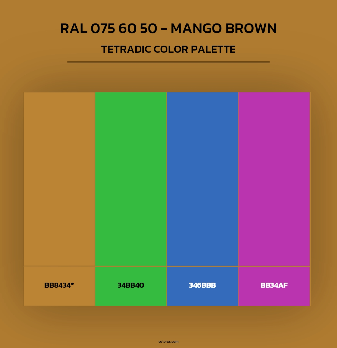 RAL 075 60 50 - Mango Brown - Tetradic Color Palette