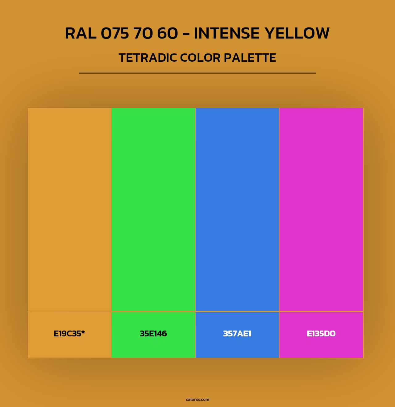 RAL 075 70 60 - Intense Yellow - Tetradic Color Palette
