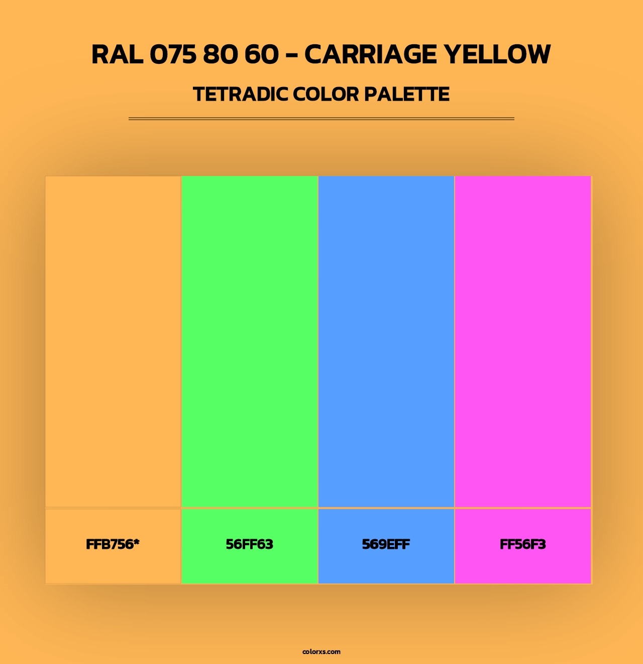 RAL 075 80 60 - Carriage Yellow - Tetradic Color Palette