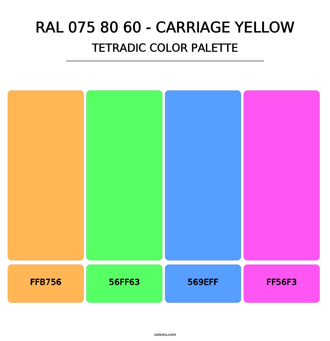 RAL 075 80 60 - Carriage Yellow - Tetradic Color Palette