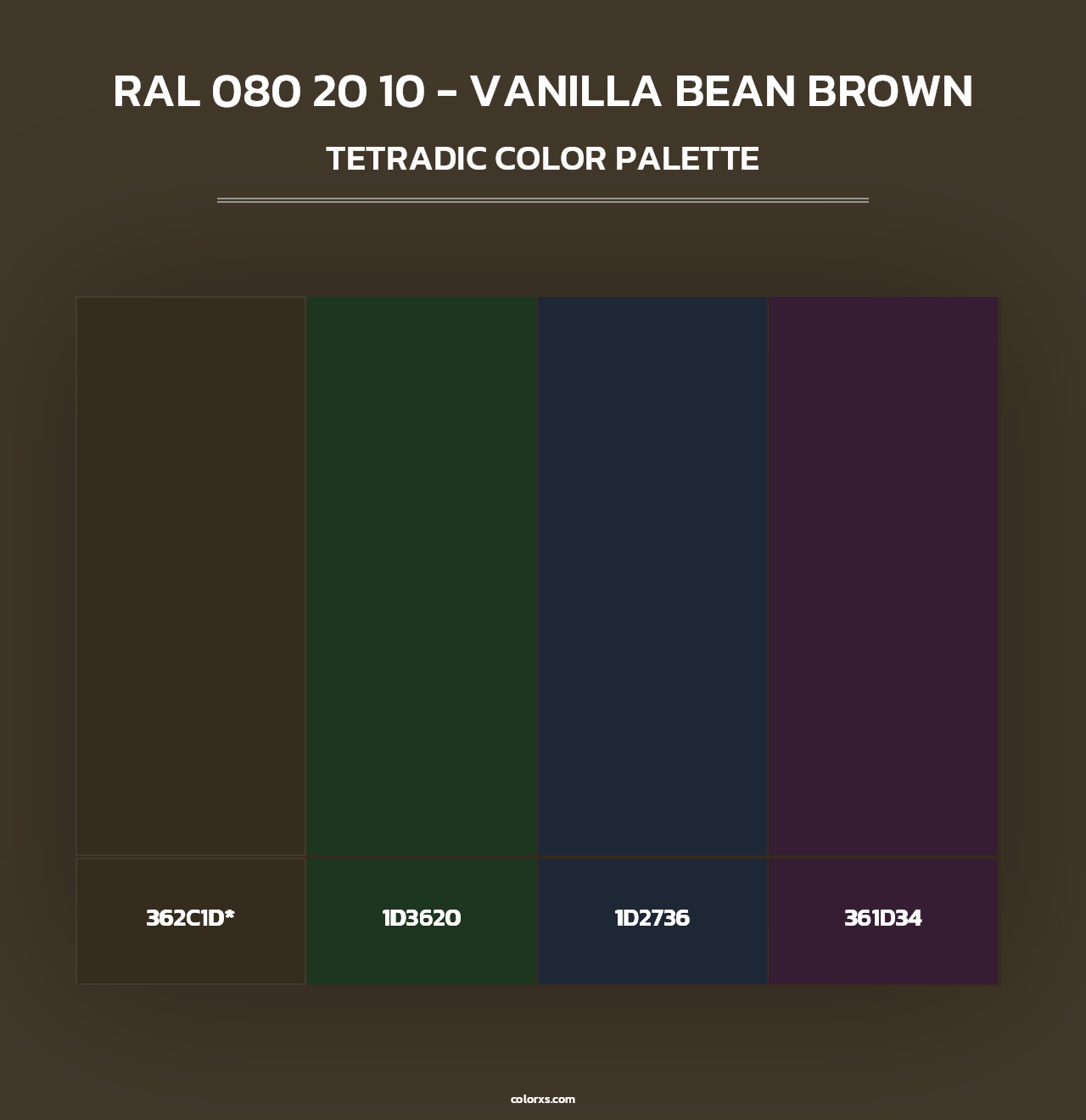 RAL 080 20 10 - Vanilla Bean Brown - Tetradic Color Palette