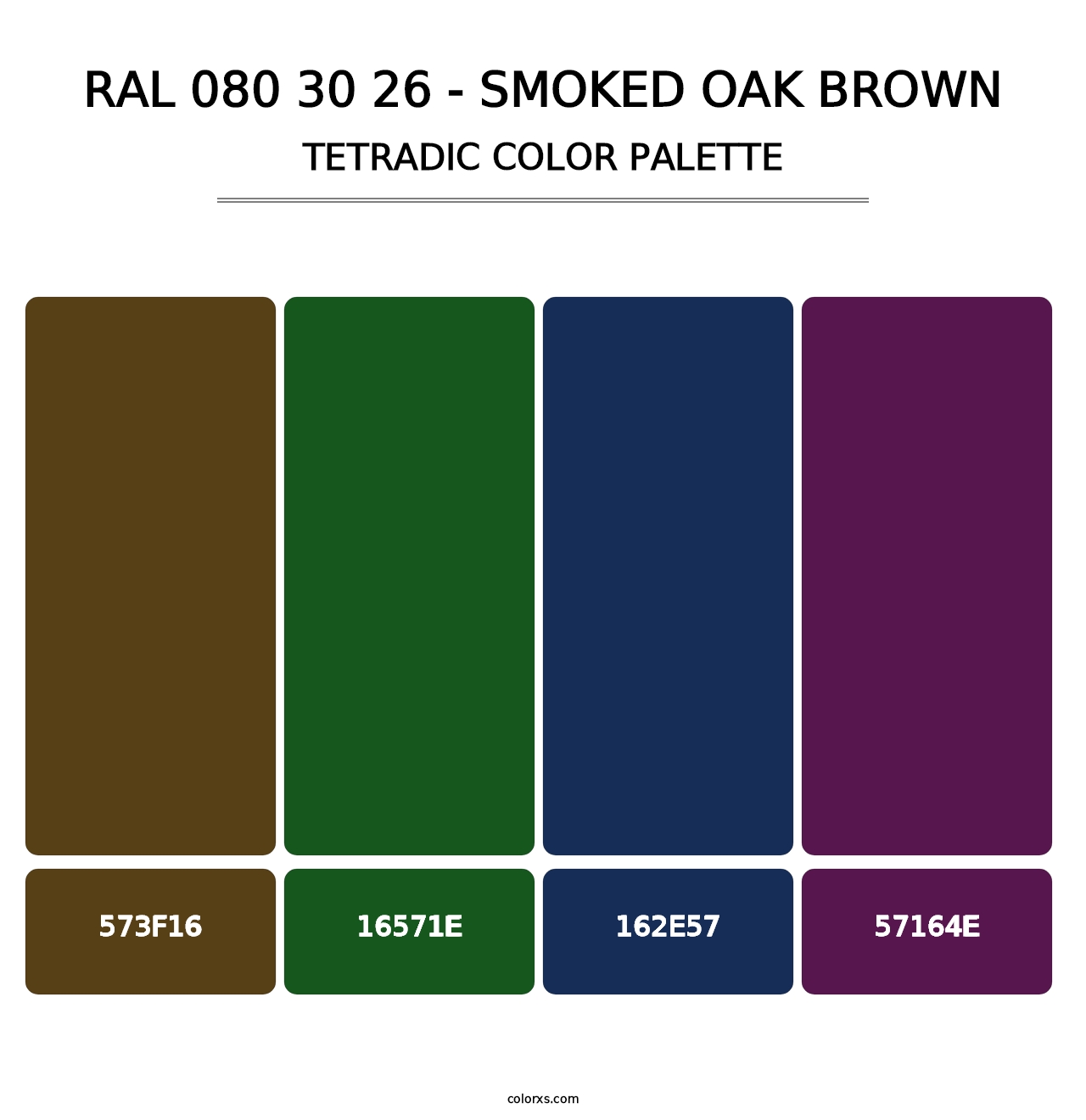 RAL 080 30 26 - Smoked Oak Brown - Tetradic Color Palette