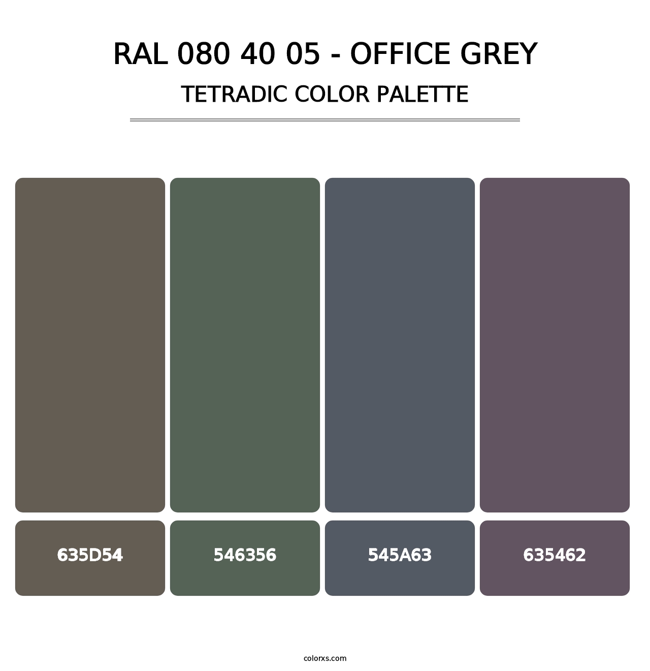 RAL 080 40 05 - Office Grey - Tetradic Color Palette