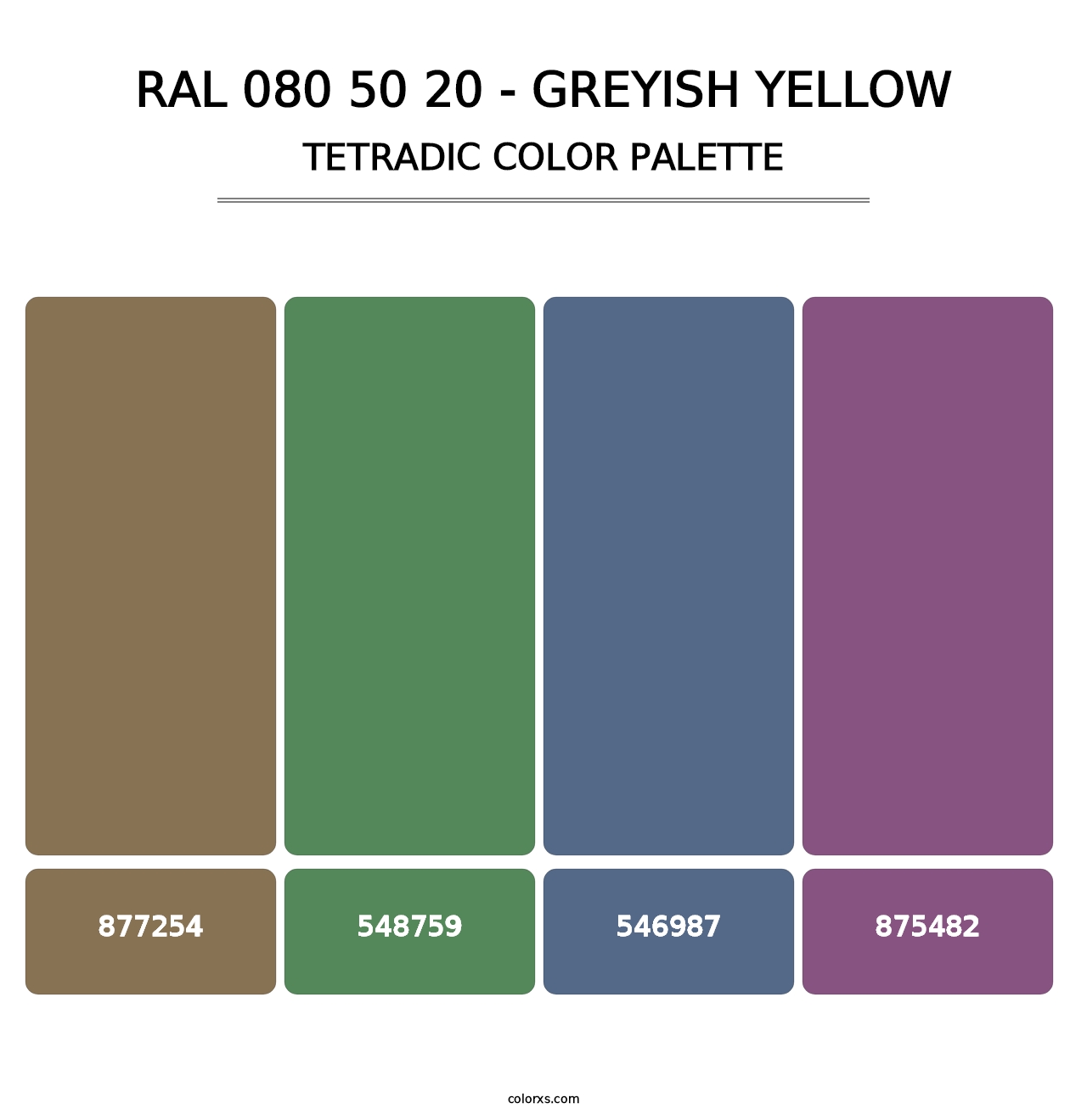 RAL 080 50 20 - Greyish Yellow - Tetradic Color Palette