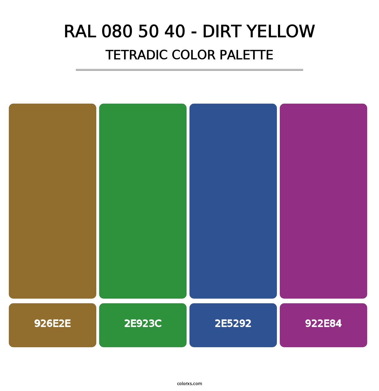 RAL 080 50 40 - Dirt Yellow - Tetradic Color Palette