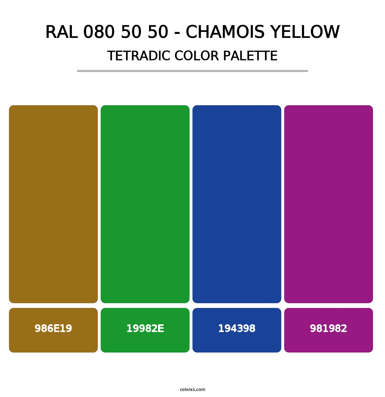 RAL 080 50 50 - Chamois Yellow - Tetradic Color Palette