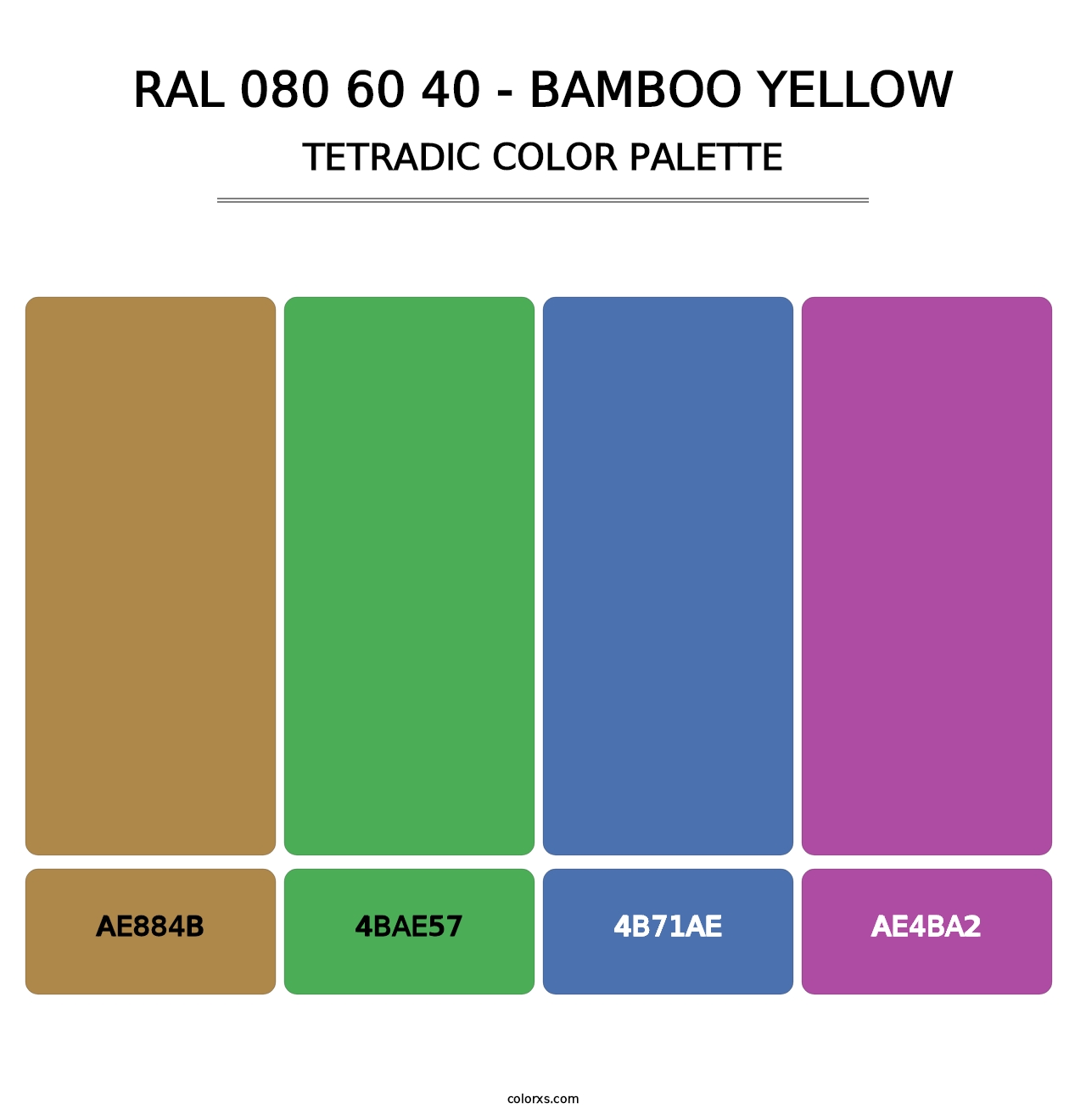 RAL 080 60 40 - Bamboo Yellow - Tetradic Color Palette
