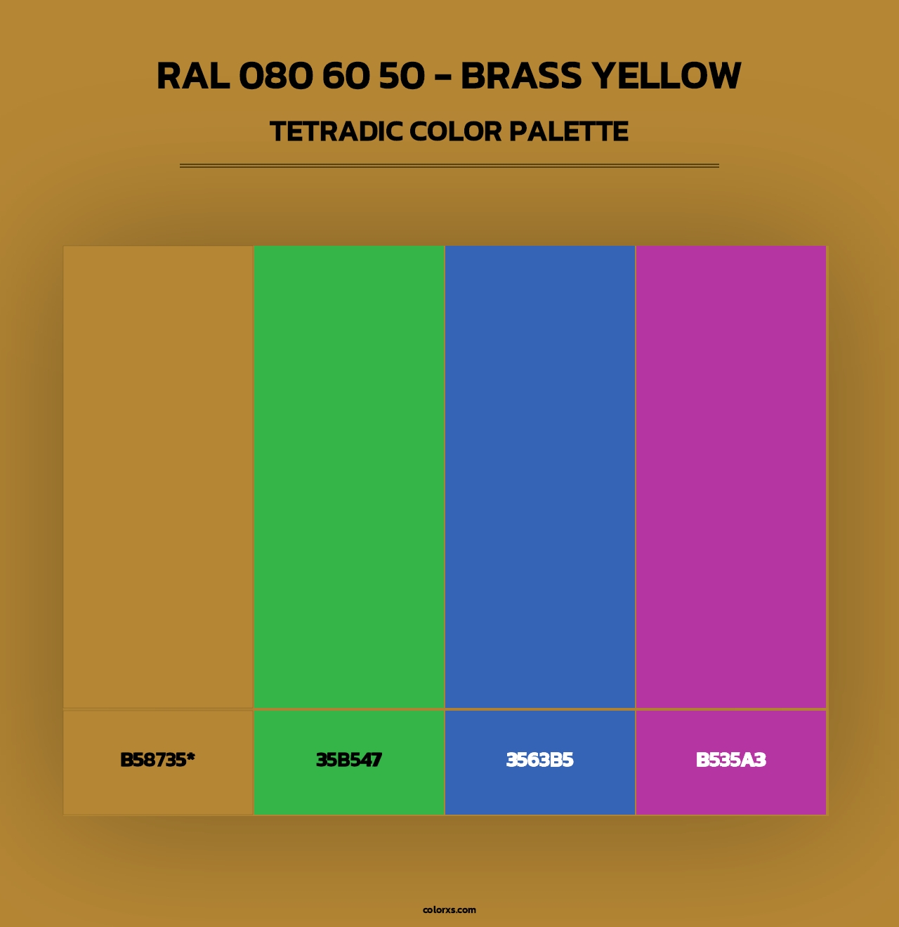 RAL 080 60 50 - Brass Yellow - Tetradic Color Palette