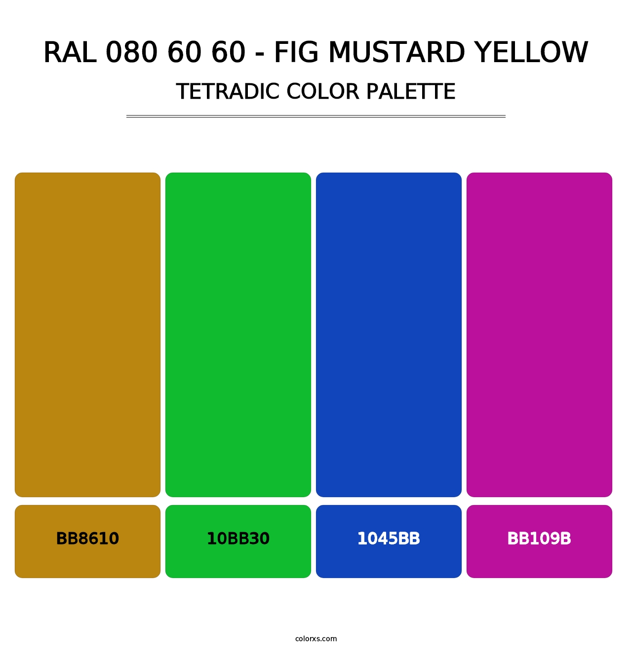 RAL 080 60 60 - Fig Mustard Yellow - Tetradic Color Palette