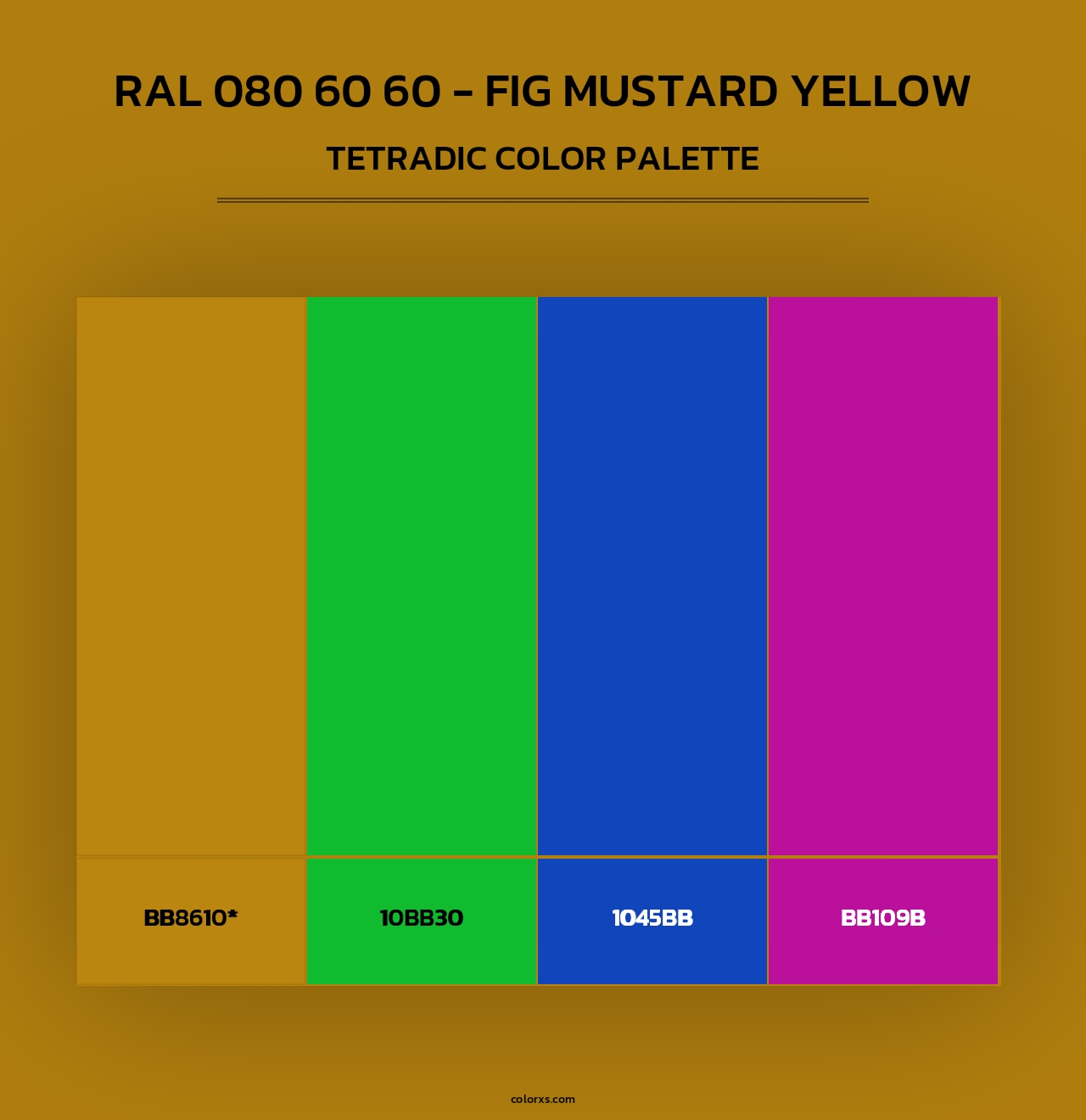 RAL 080 60 60 - Fig Mustard Yellow - Tetradic Color Palette