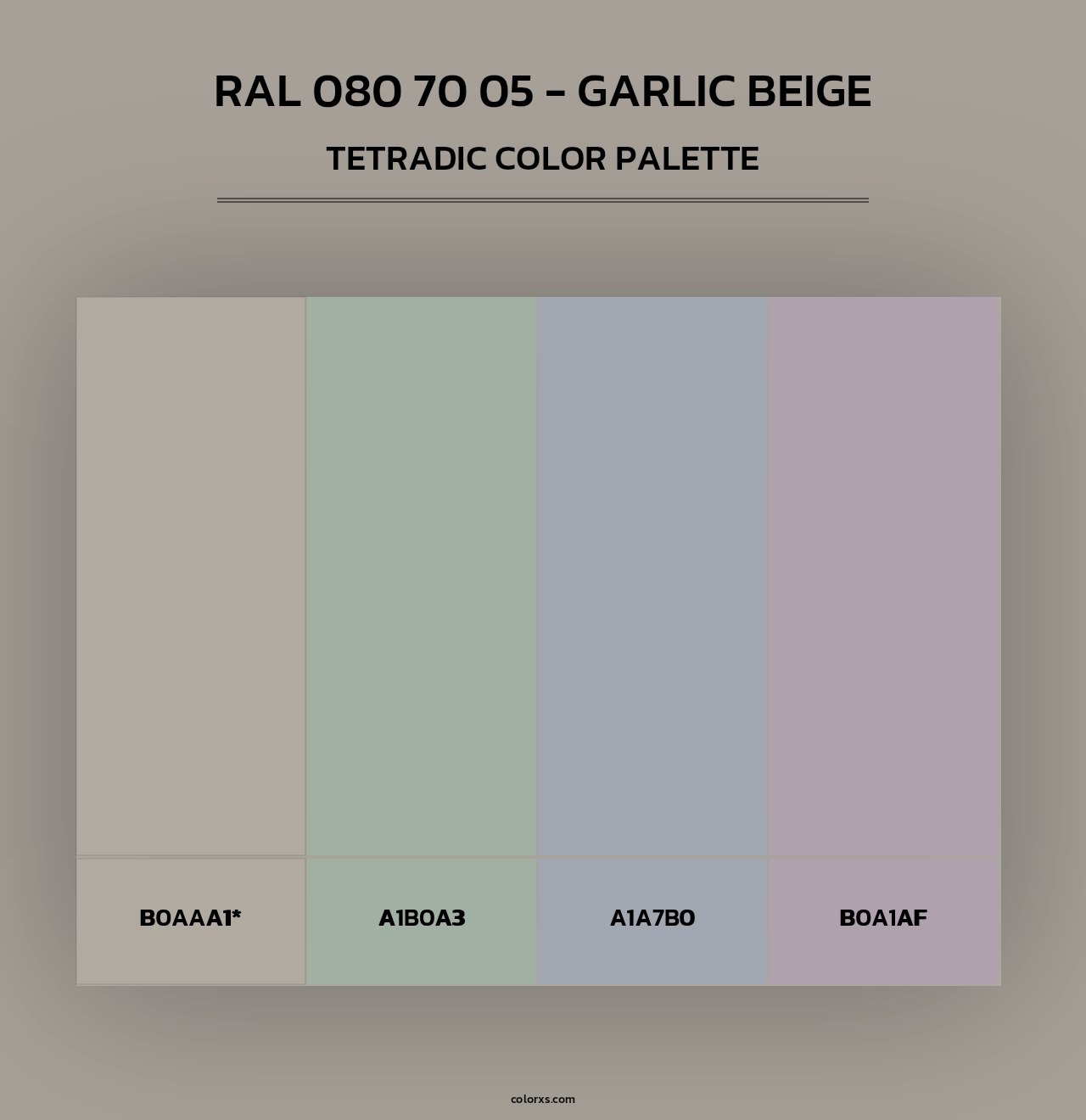 RAL 080 70 05 - Garlic Beige - Tetradic Color Palette