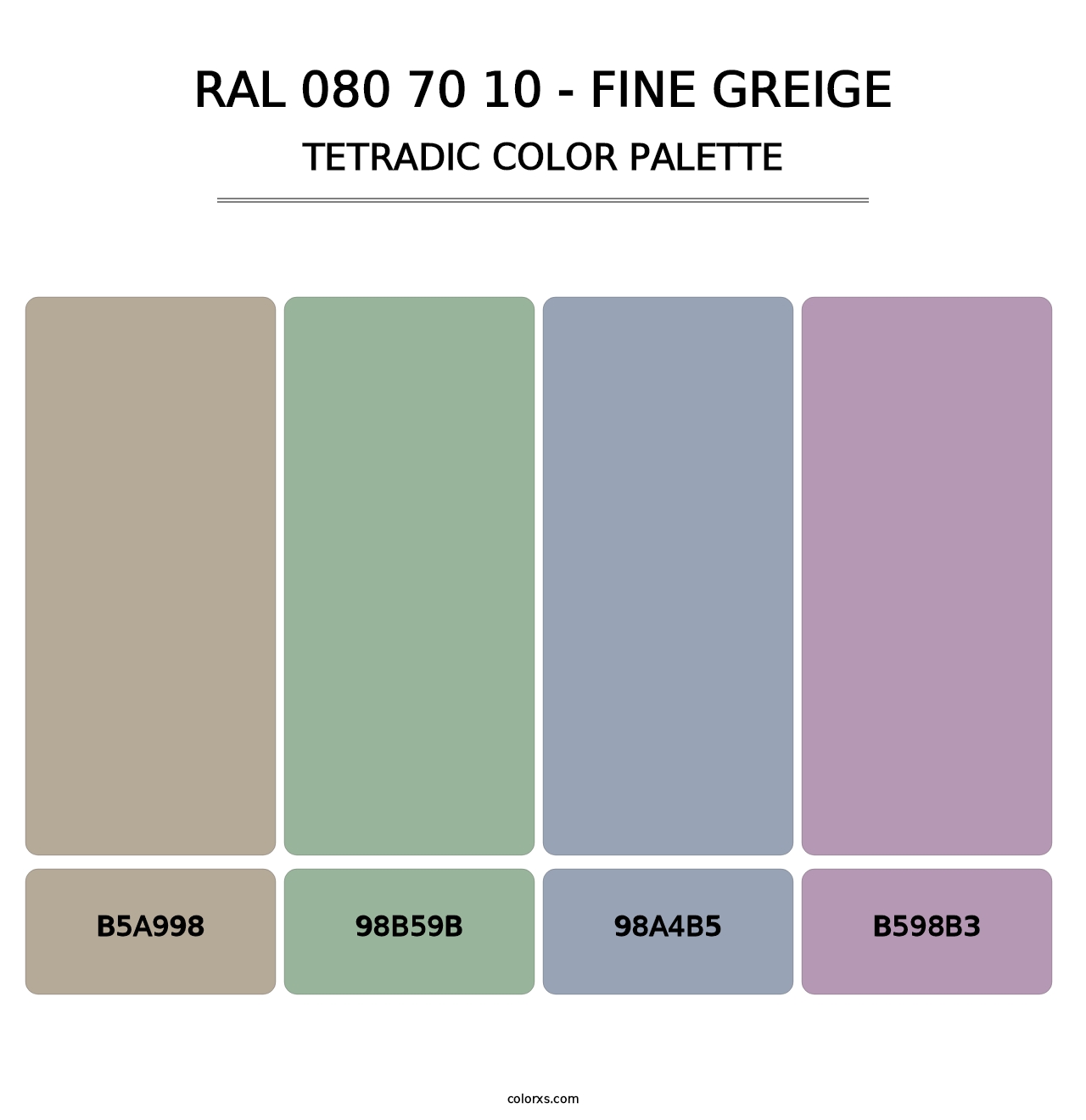 RAL 080 70 10 - Fine Greige - Tetradic Color Palette
