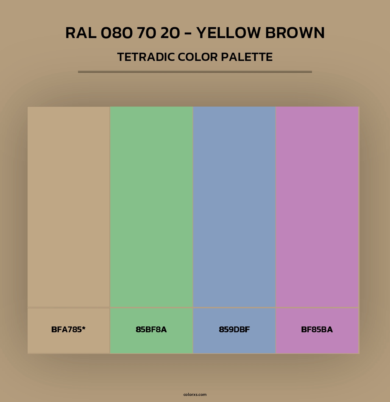 RAL 080 70 20 - Yellow Brown - Tetradic Color Palette