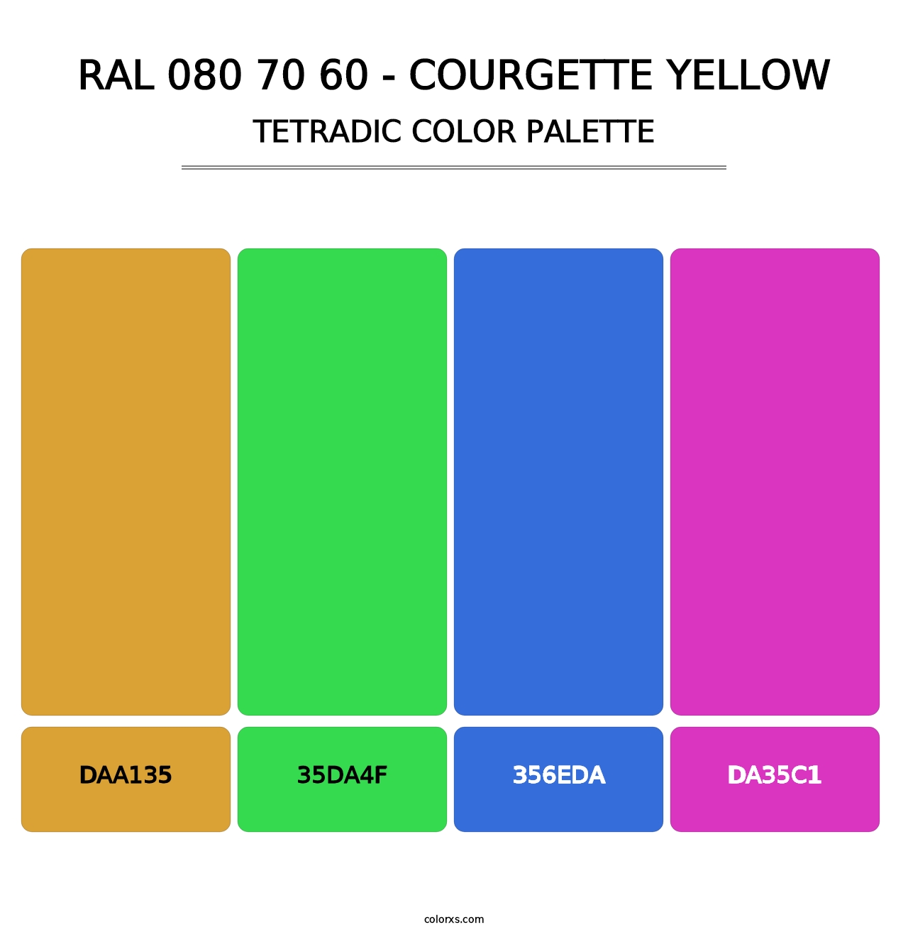 RAL 080 70 60 - Courgette Yellow - Tetradic Color Palette